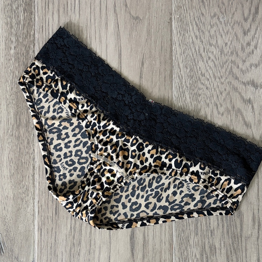 Vs Pink Leopard Print Lace Trim Panties